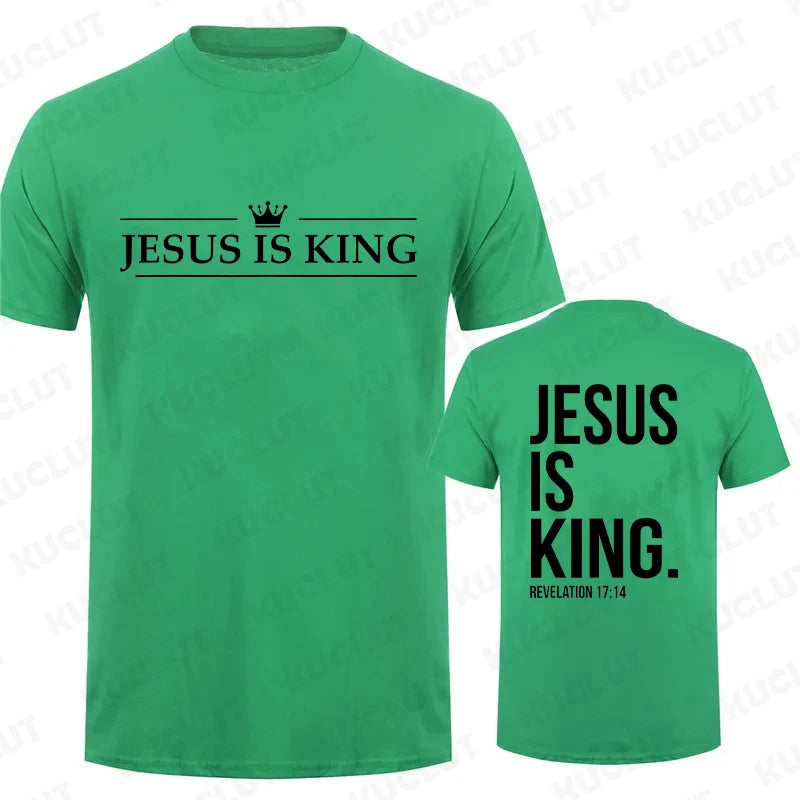 Jesus Is King Print T Shirt Tees Men